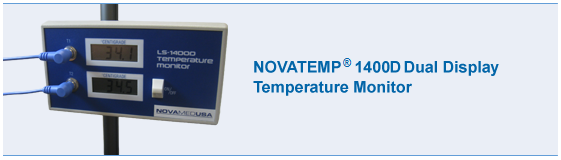 NOVATEMP dual display temp monitor portable battery operated for accurate temp measurement